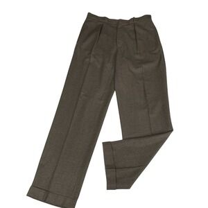 VTG POLO By RALPH LAUREN Men's Sz 33X32 Wool Flannel Pleated Brown dress pants